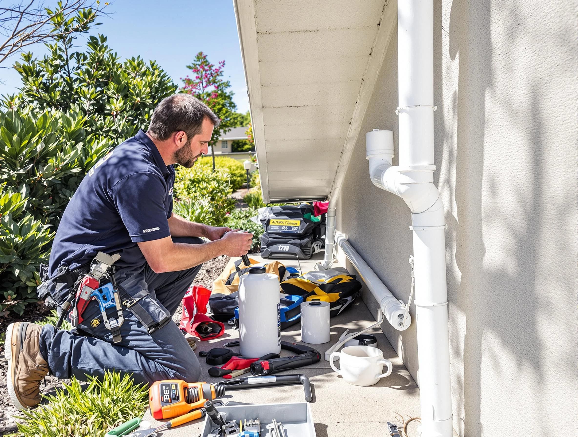 Painesville Roofing Company expert fixing a downspout in Painesville, OH