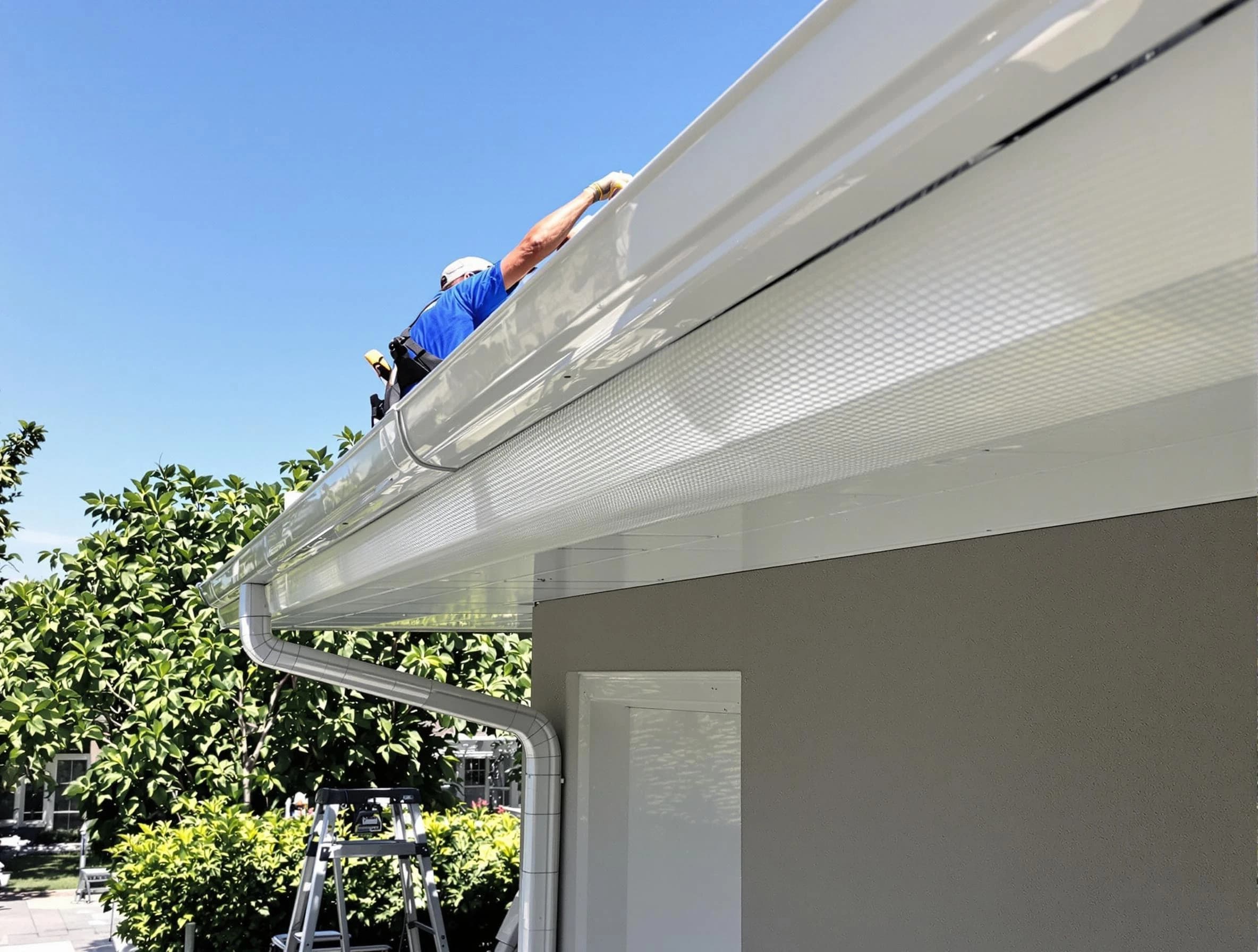 Debris-free gutter guard system by Painesville Roofing Company in Painesville, OH