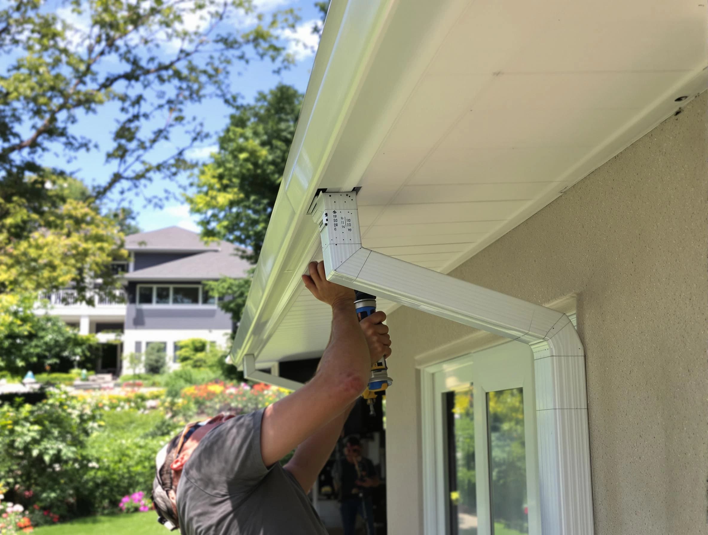 Painesville Roofing Company technicians performing gutter installation in Painesville, OH