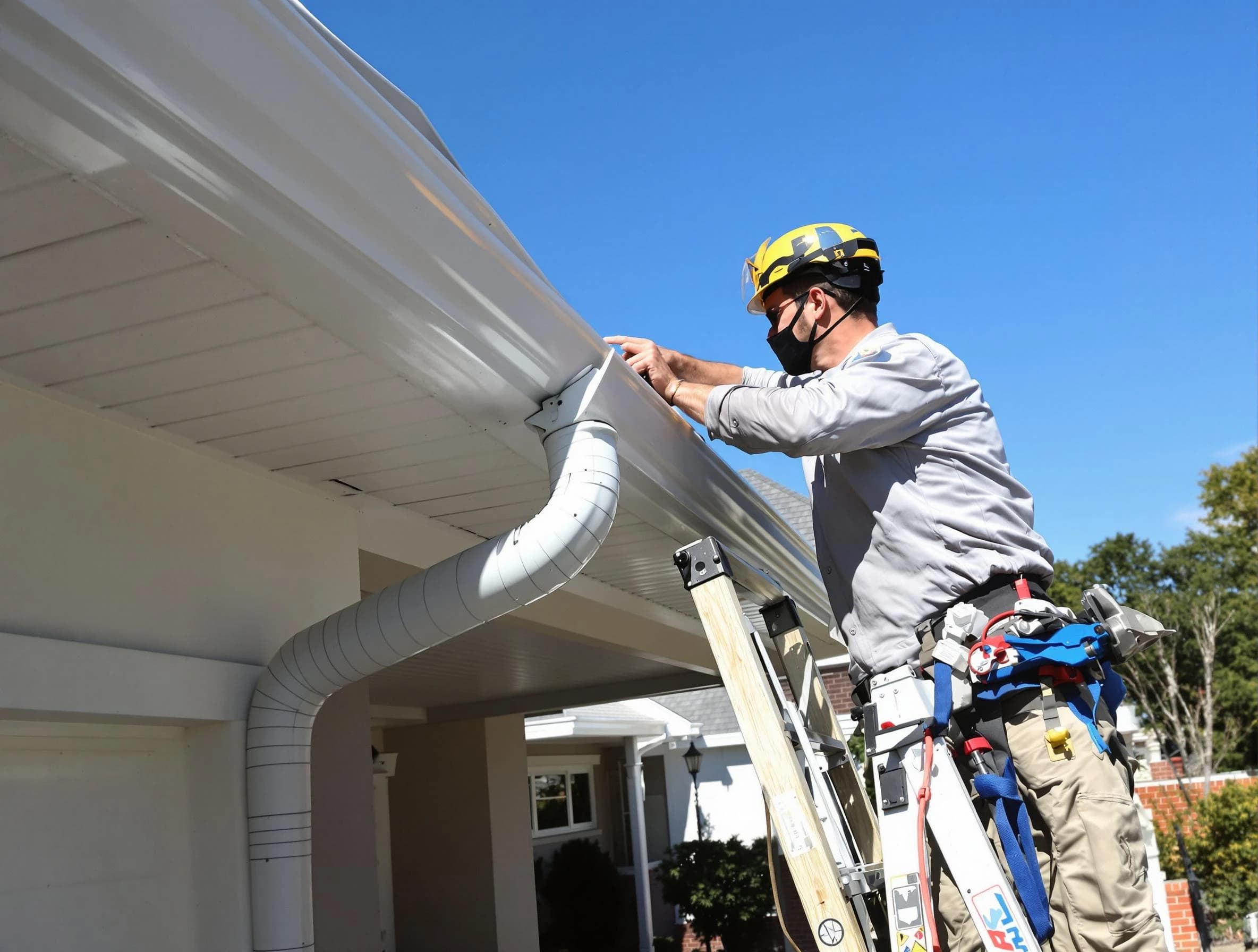 Close-up on a freshly sealed gutter joint by Painesville Roofing Company in Painesville, OH