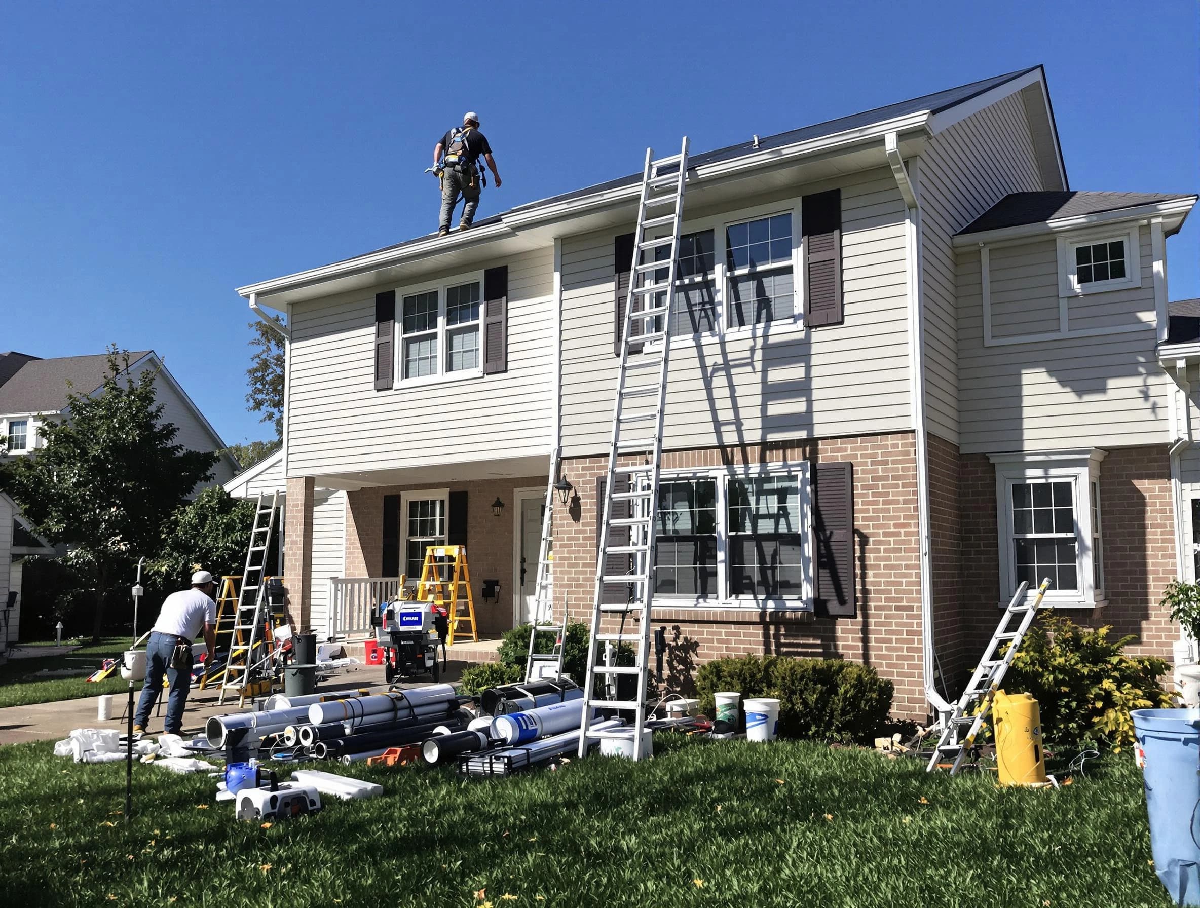 Painesville Roofing Company completing a gutter replacement in Painesville, OH