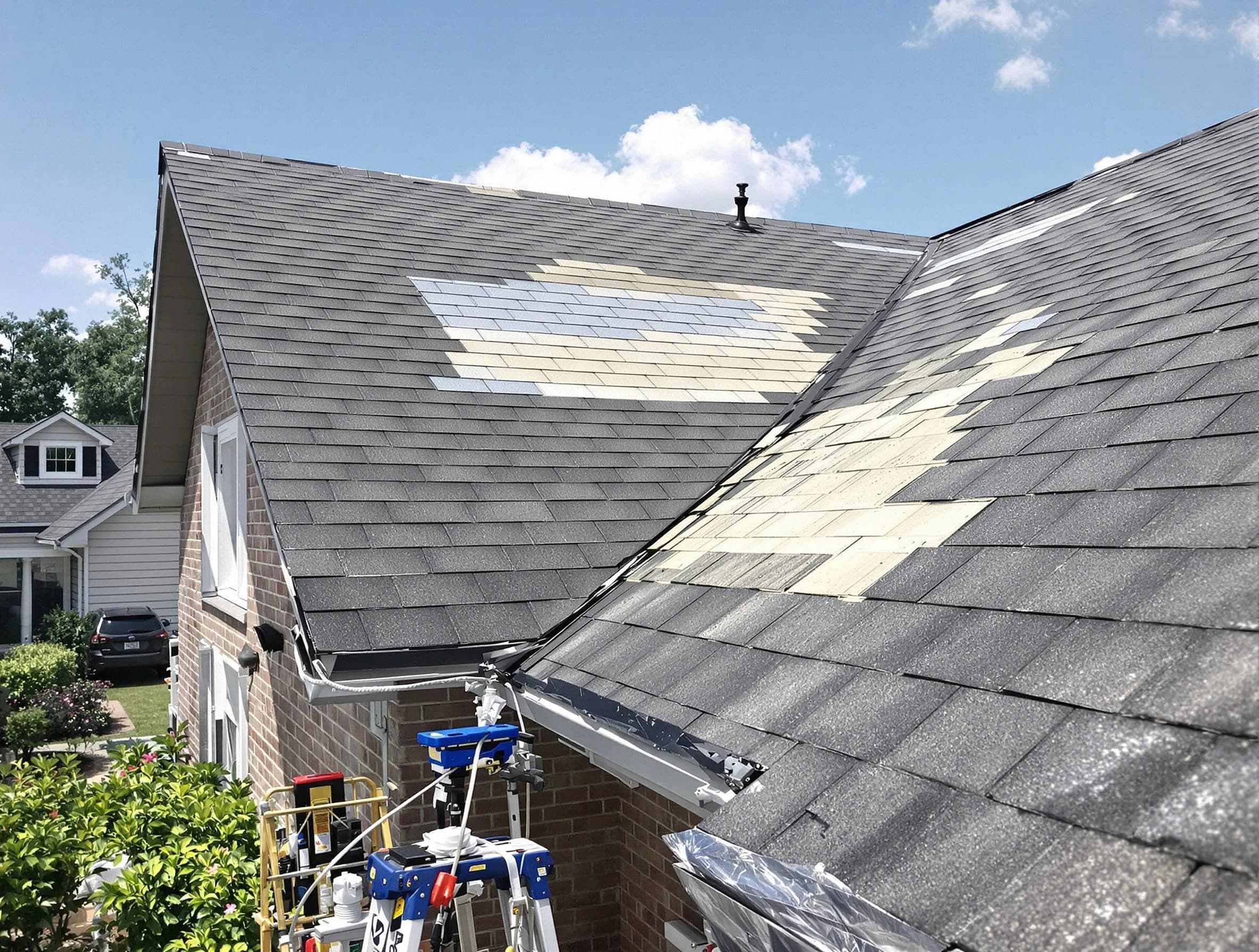 Close-up of roof repairs by Painesville Roofing Company in Painesville, OH