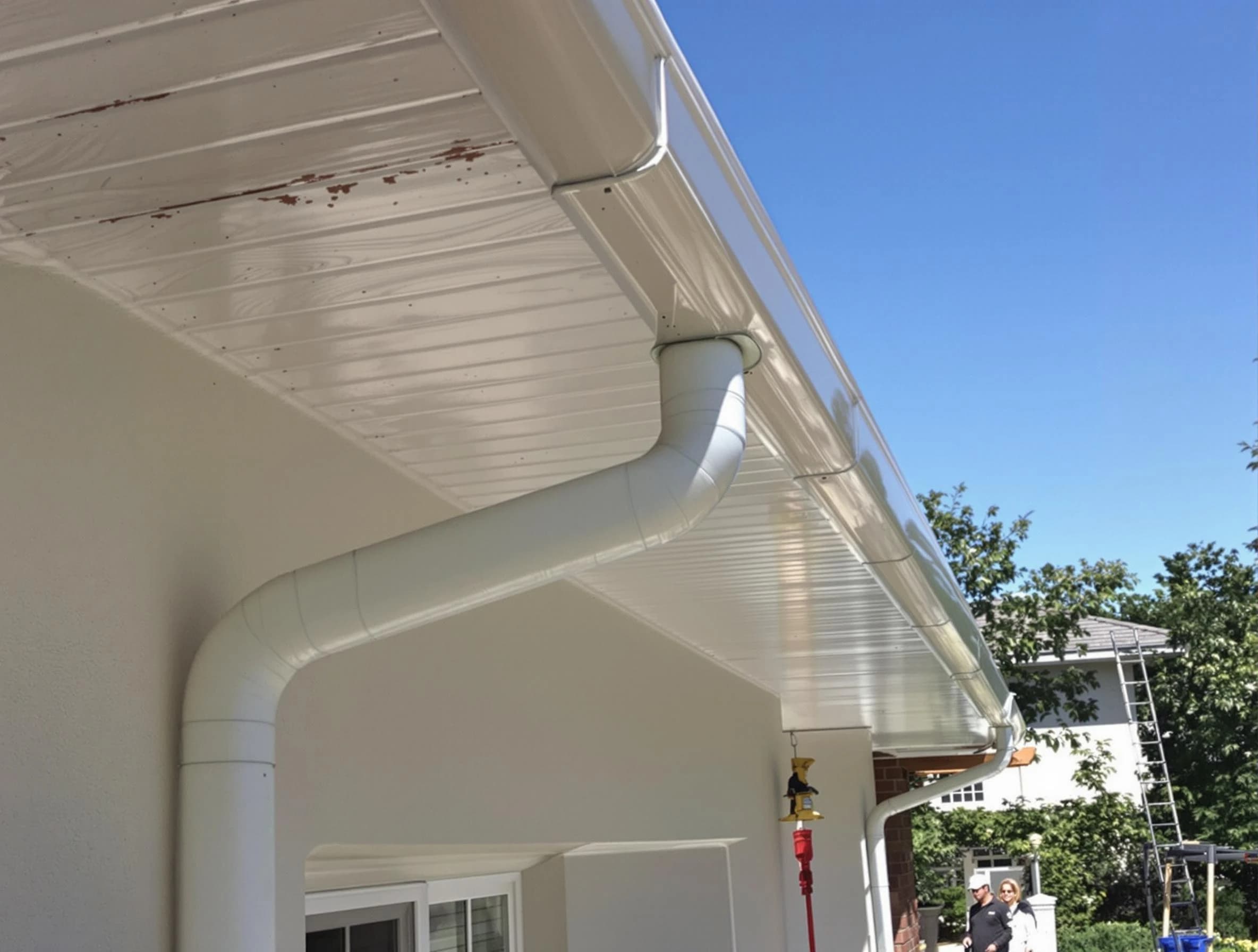 On-site seamless gutter fabrication by Painesville Roofing Company in Painesville, OH